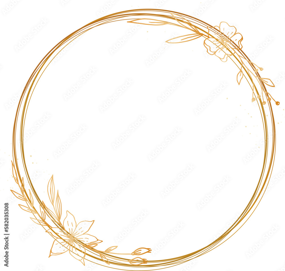 Luxury gold leaf frame border floral ornament for background, wedding invitation, thank you card, logo, greeting card