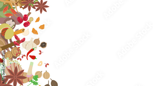 中国のスパイスの背景フレーム。フラットなベクターイラスト。
Background frame of Chinese spices. Flat designed vector illustration. photo