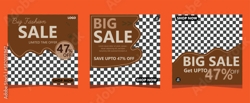 Set of Editable minimal square banner templates for promotion. Social Media Post Banner for Fashion sale promotion. Social media post design for marketing. Web internet ads. EPS 10 Vector.