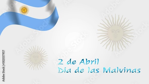 Malvinas Day Animation Video Concept . April 2, Day of the Veterans and Fallen of the Falklands War (Malvinas day) video 4k. Suitable for greeting card animation. photo