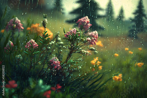 Refreshing summer rain bringing new life to fields and forests © Nilima