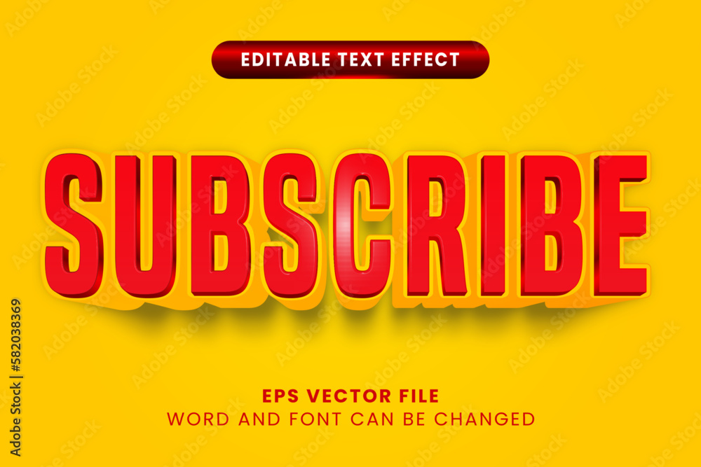 Subscribe 3d red text effect