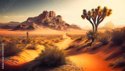 The Serenity of the Desert   s Landscape. Generative AI