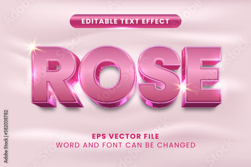 3d pink rose editable vector text effect