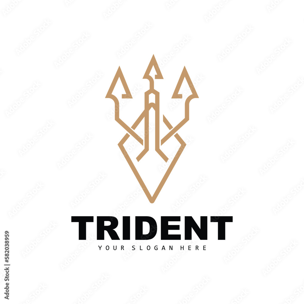 Trident Logo, Vector Magic Spear of Poseidon Neptune, Triton King Design, Template Icon Brand Illustration Trident Logo, Vector Magic Spear of Poseidon Neptune, Triton King Design, Template Icon Brand Illustration