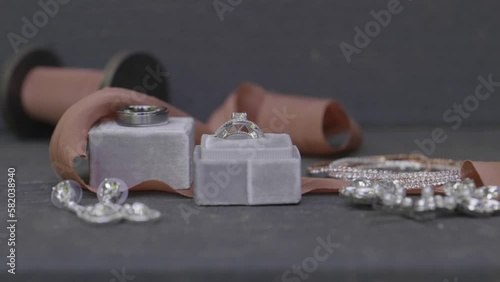 Wedding rings and accessories for the bride.  photo