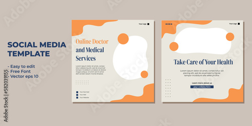 Medical healthcare service social media post template design. Hospital, doctor, clinic and dentist health business promotion flyer poster.