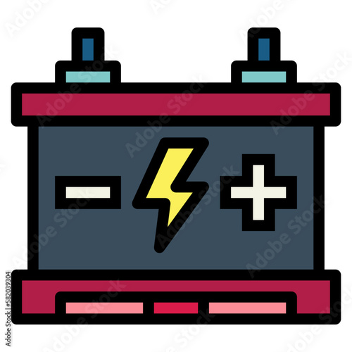 battery car filled outline icon style