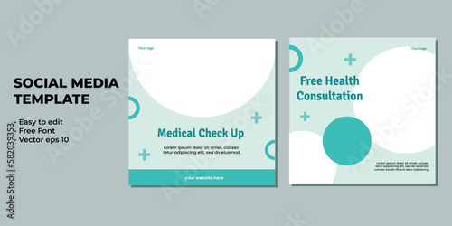 Medical healthcare service social media post template design. Hospital, doctor, clinic and dentist health business promotion flyer poster.