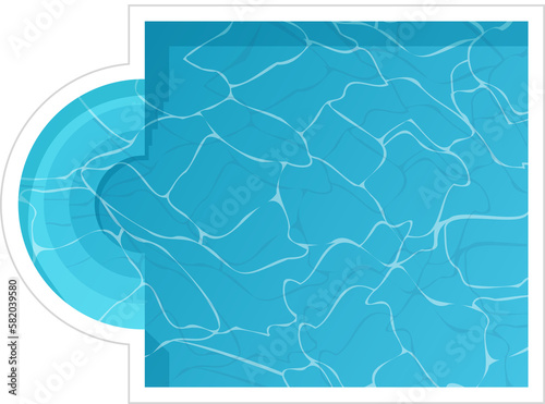 Swimming pool top view for design. PNG image. Flat design. Outdoor element isolated for landscape project, plan of yard, map of city. Rectangular, square  form pool. 