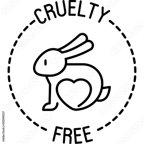 Cruelty free sign. Thin line icon of rabbit with heart. Symbol for beauty product. Modern vector illustration.