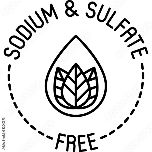 Sodium and sulfate free thin icon. Stamp for packaging of beauty product. Modern vector illustration.