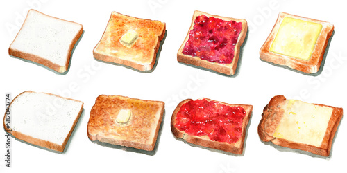 アナログ水彩食パンとトースト8種類