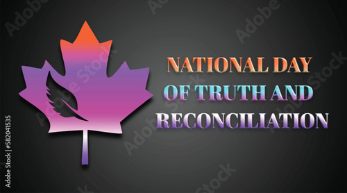 National day of truth and reconciliation modern creative banner, design concept, social media post with colorful text on an lite black background. Vector illustration photo