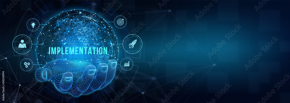 IMPLEMENTATION, web technology concept. Business, Technology, Internet and network concept. 3d illustration IMPLEMENTATION, web technology concept. Business, Technology, Internet and network concept. 3d illustration