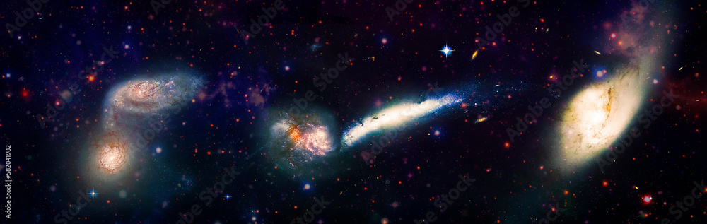Stars of a planet and galaxy in a free space . Bright Star Nebula. Distant galaxy. Abstract image. Elements of this image furnished by NASA.