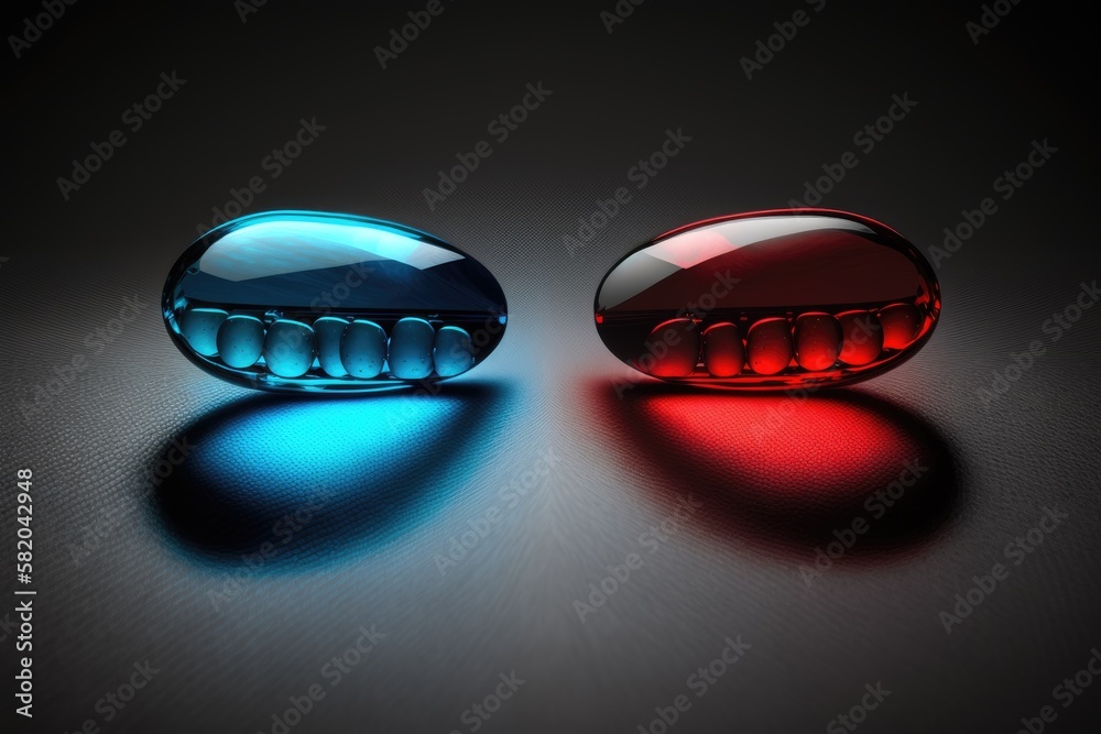 Red Pill And Blue Pill Right Choice Concept Ai Generated Stock