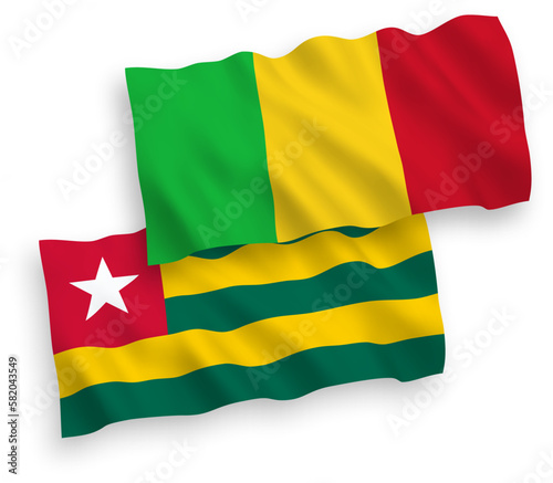 Flags of Togolese Republic and Mali on a white background