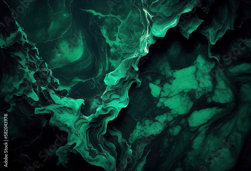Green abstract background, Marble texture, Watercolor, Generative AI © Vig