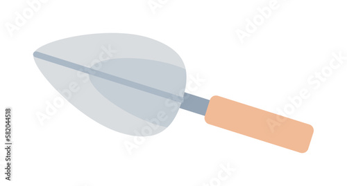 Gardening shovel tool semi flat color vector object. Hand trowel for horticulture. Editable icon. Full sized element on white. Simple cartoon style spot illustration for web graphic design, animation