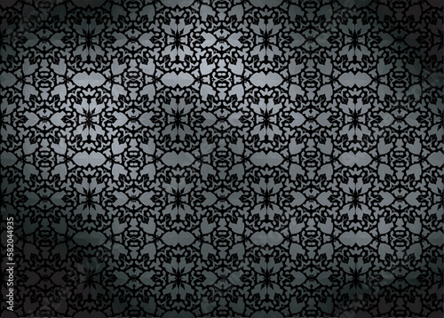 black gradient vector floral ornament on a dark background