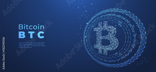 Bitcoin cryptocurrency with circuit breaker of blockchain technology. Digital money decentralization. Vector art illustration