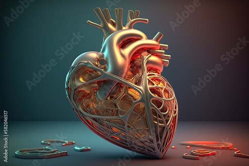 heart medical concept 3d illustration , ai generated photo