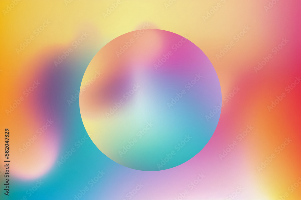 Round Background Vibrant Color Gradient Abstract Illustration: Modern Retro Design with Smooth Curves and Soft Texture for Wallpaper and Poster Templates - Blue, Purple, Red, Yellow and Orange