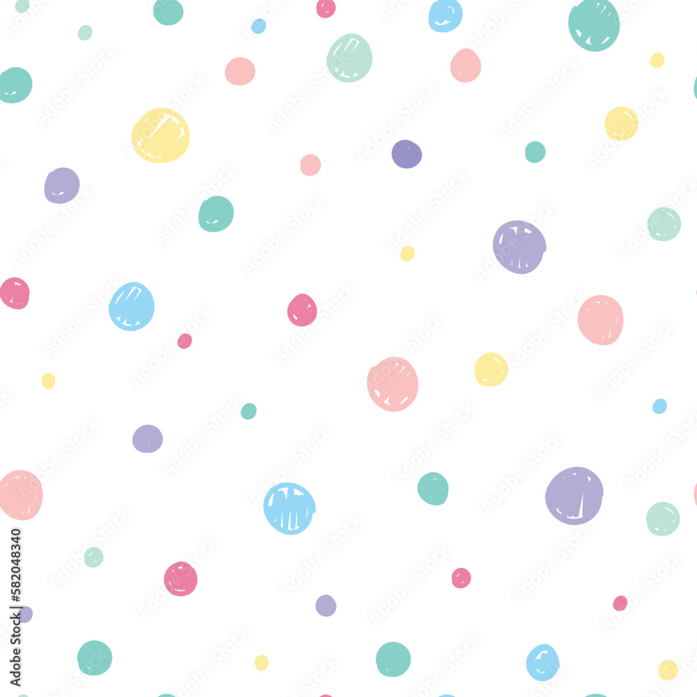 Hand drawn pastel seamless pattern for children's design. Polka dots colorful. Hand drawn pastel seamless pattern for children's design. Polka dots colorful.