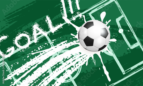 Football flyer, ticket or banner background. Football or soccer ball on modern background. Football cover design template.