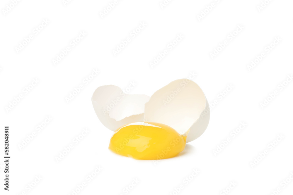 Yolk and egg shell, isolated on white background Yolk and egg shell, isolated on white background