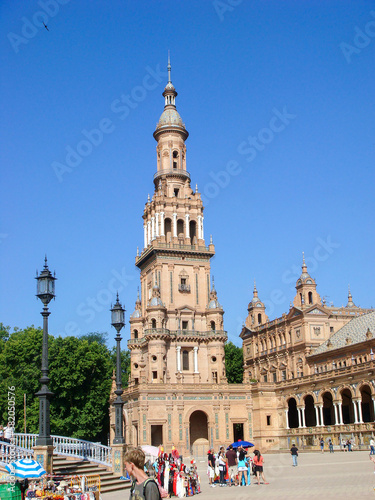 Beautiful view of the town square on a summer day. Seville. Spain.
