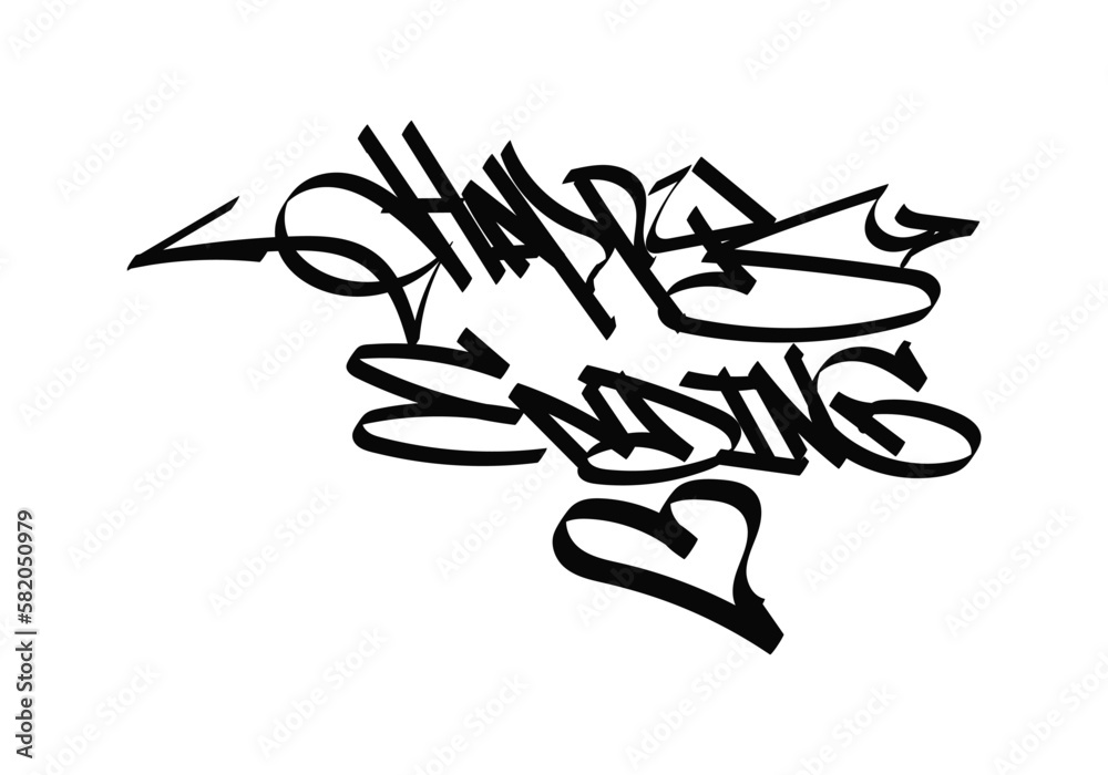 Obraz premium black white graffiti tag HAPPY ENDING