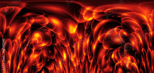 Fire flames background with bubbles.