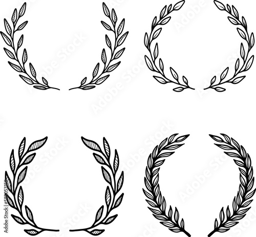Set of floral wreath in vintage style. Design element for decorations. Vector illustration