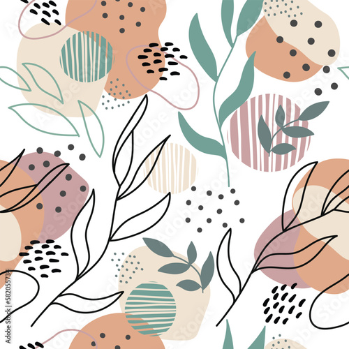 Seamless pattern with plants in trendy colors vector