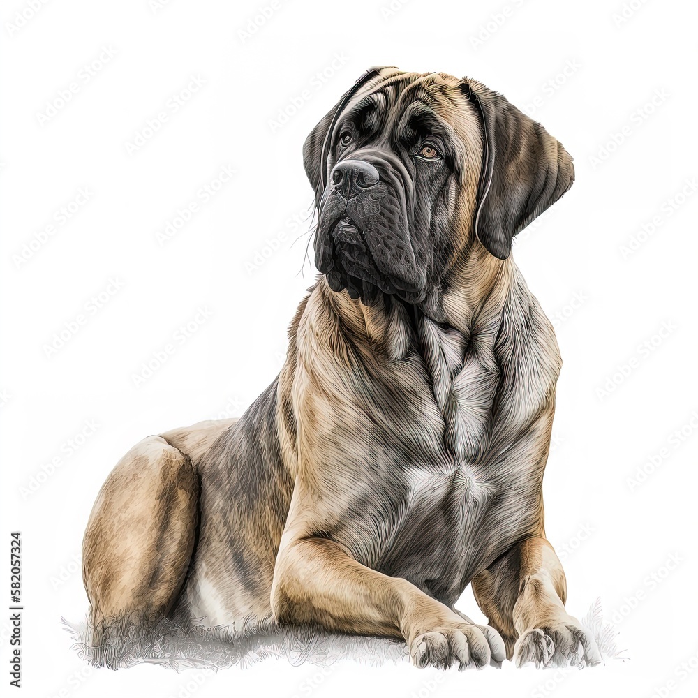 english mastiff isolated on white. clipart. generated by AI