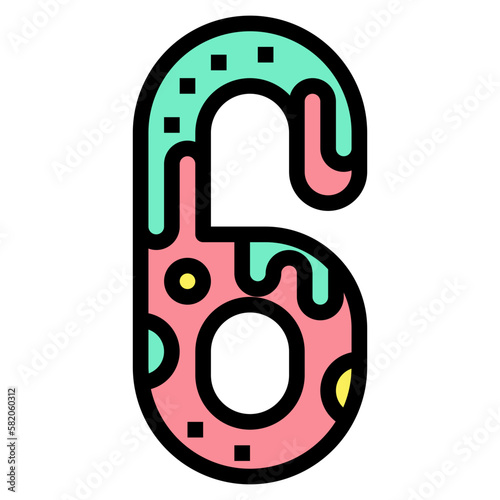 six filled outline icon style