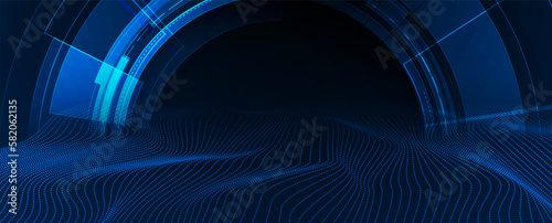 Quantum processing. Deep learning artificial intelligence. Future new technology  for business or science presentation