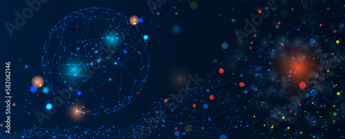 Quantum processing. Deep learning artificial intelligence. Future new technology  for business or science presentation
