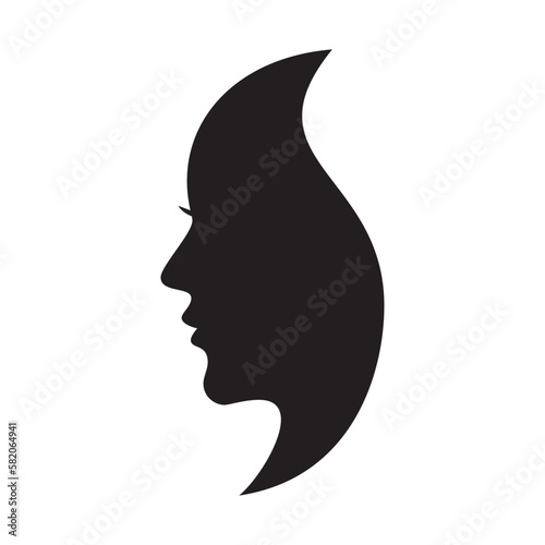 Young Woman Profile. Girl silhouette face. Elegant logo.