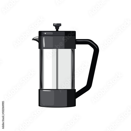 hot french press coffee cartoon vector illustration