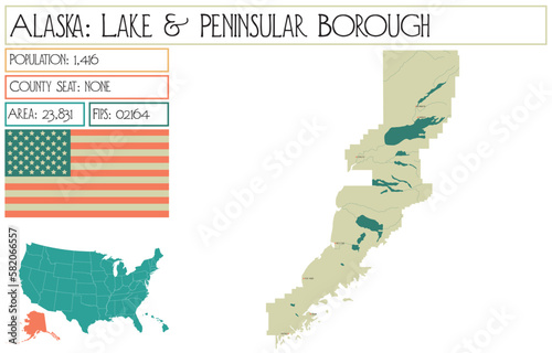 Large and detailed map of Lake and Peninsula Borough in Alaska, USA.