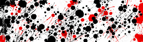 Black brush strokes and ink splatters that create graphic banner element perfect for japanese and chinese artistic designs. Vector