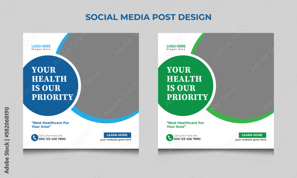 Medical healthcare Social media post banner design templates