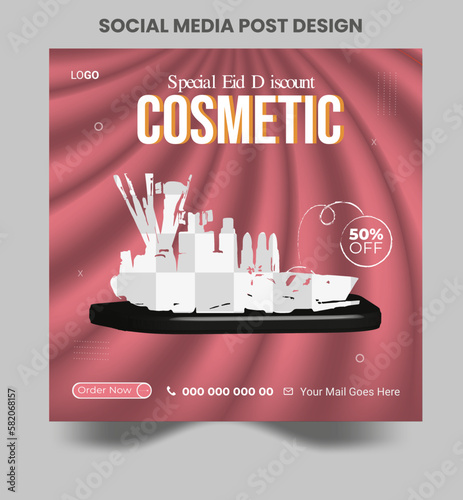 Minimal modern fashion and beauty social media post banner collection kit in pink color. Including sale, photo isolated product display platform, tips template design with botanical leaf elements.