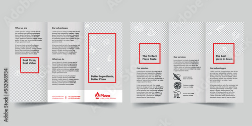 Pizza  trifold brochure template. A clean, modern, and high-quality design tri fold brochure vector design. Editable and customize template brochure