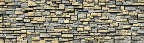 Designer stacked cream slate stones to create textured and rough feature wall. Warm and plain brown pattern repeats horizontally. Vector
