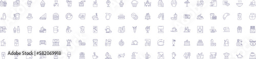 Cafe line icons signs set. Design collection of Cafe, Coffee, Restaurant, Latte, Espresso, Breakfast, Tea, Bistro outline concept vector illustrations