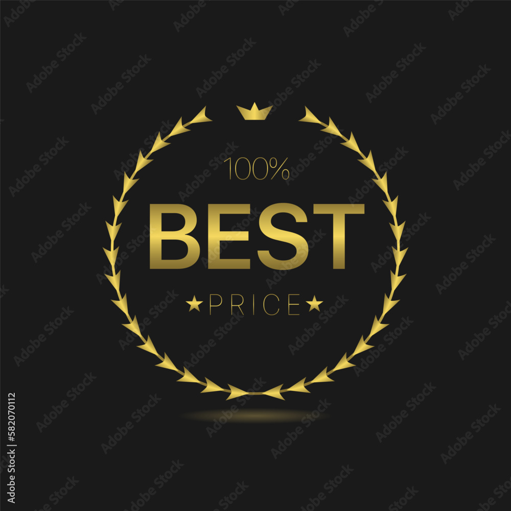 Fototapeta premium Best price Golden laurel wreath vector label